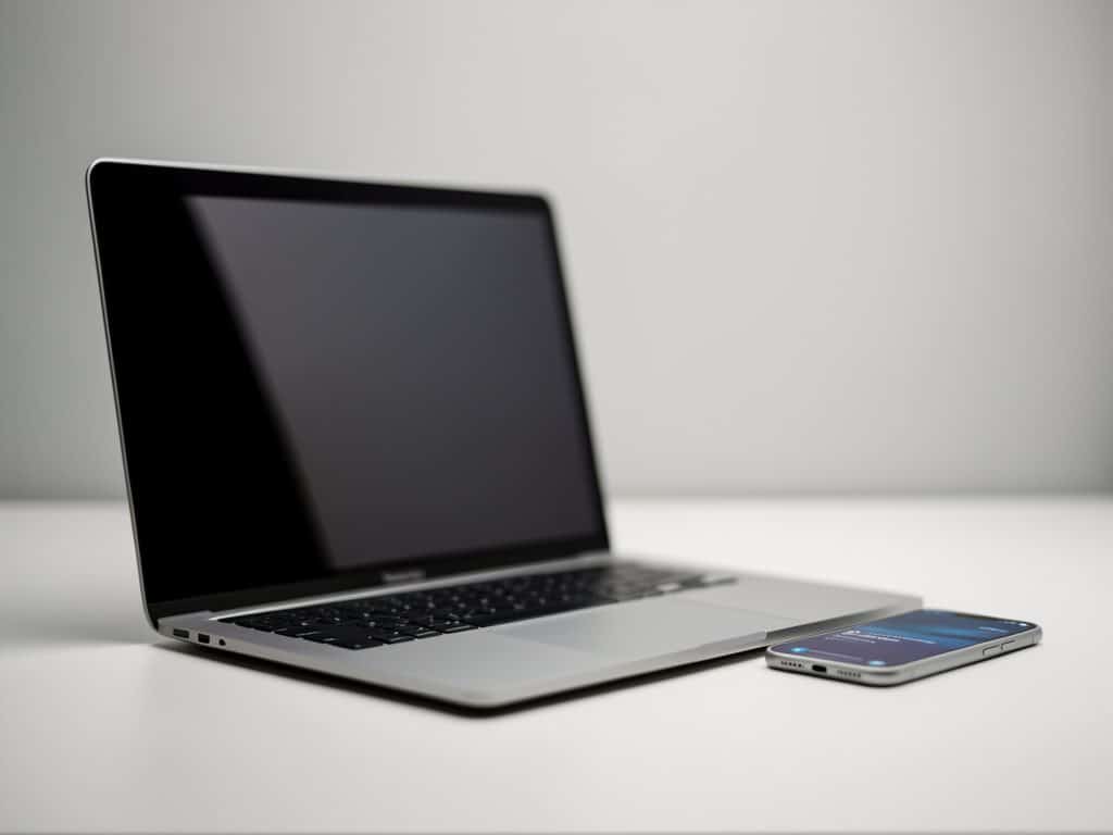 KI-Tools 2026: Wie sie das Social-Media-Game neu definieren Laptop und Handy zur Unterstützung der Nutzung von KI-Tools